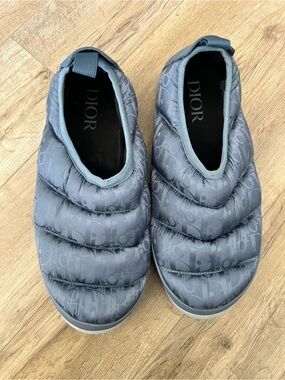 Dior Quilted Slip-On Shoes in Slate Gray